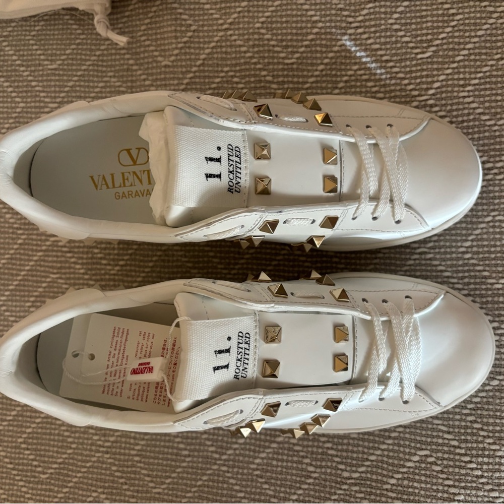 Valentino Garavani White Sneakers with Gold Accents